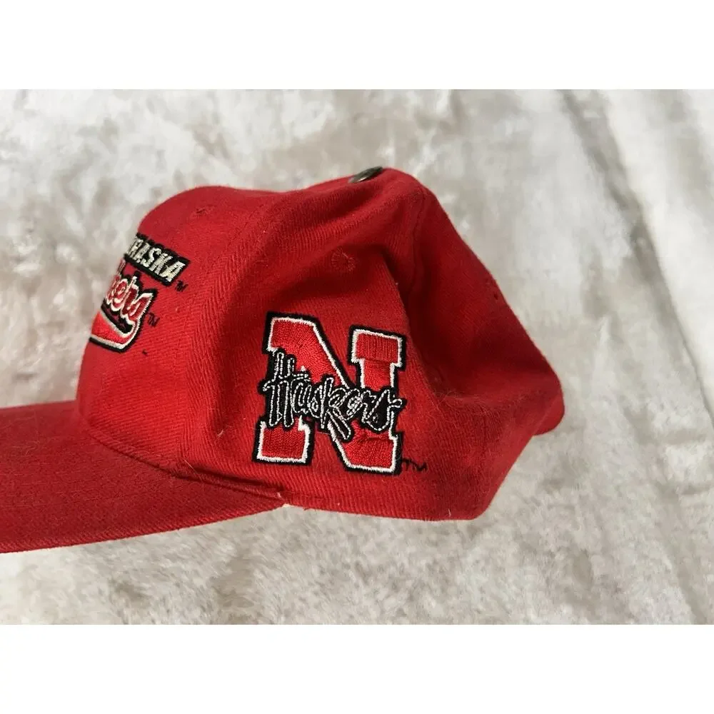 Vintage 1990's Nebraska Cornhuskers Hat Cap Strap back OSFM The Game Red White